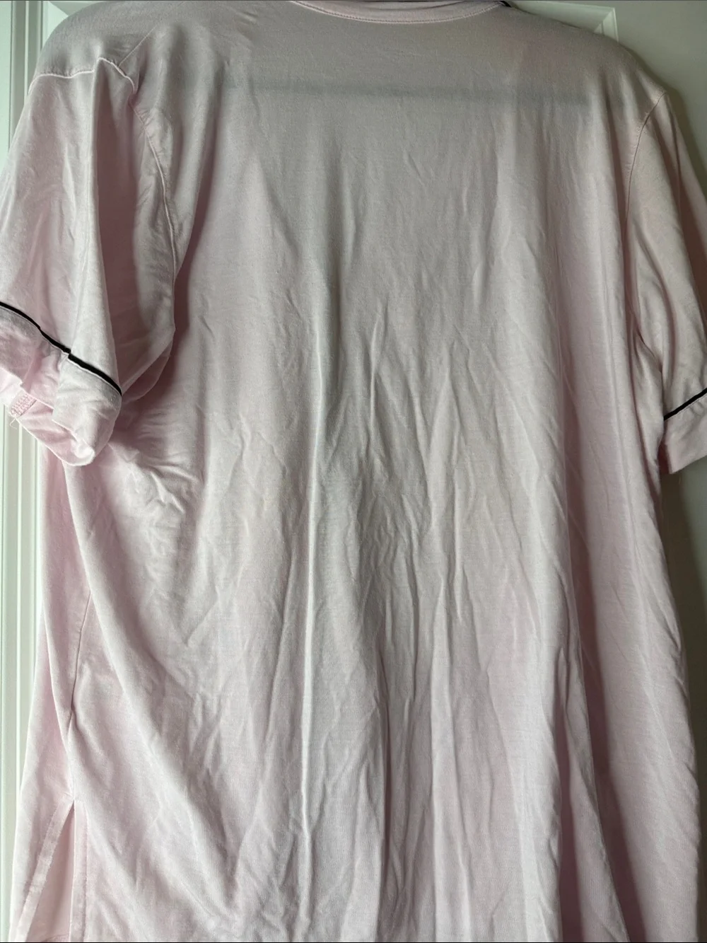 Victoria's Secret Pastel Pink Short-Sleeve Pajama Set with Black Trim